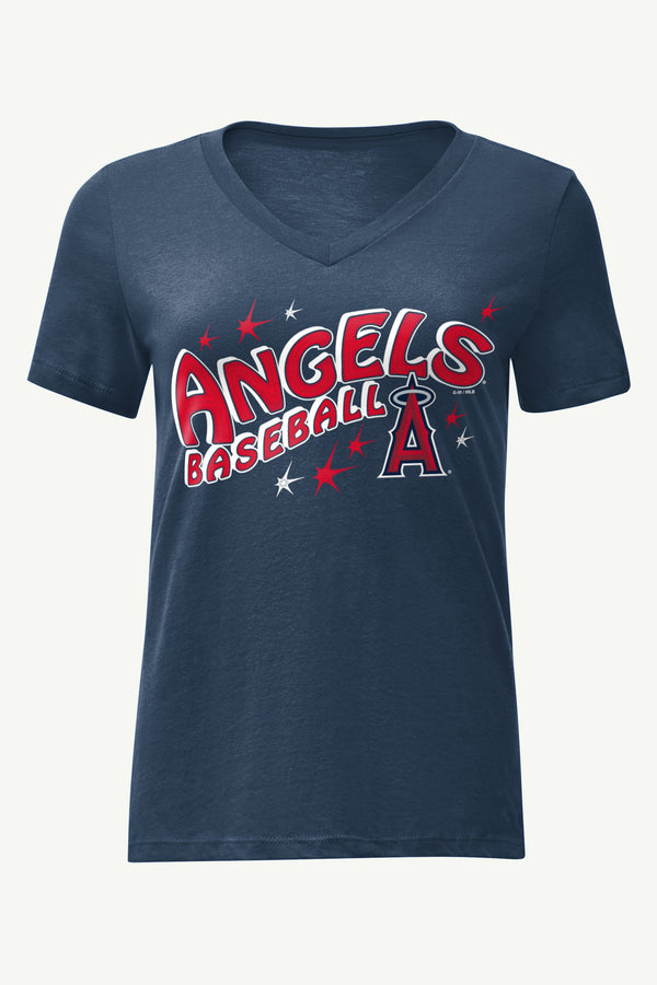 starter WOMENS LOS ANGELES ANGELS FIREWORKS V NECK T SHIRT