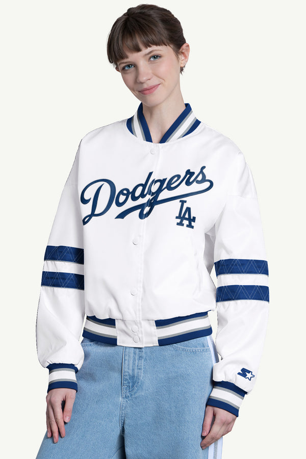 starter WOMENS LOS ANGELES DODGERS INTERCEPTION VARSITY JACKET