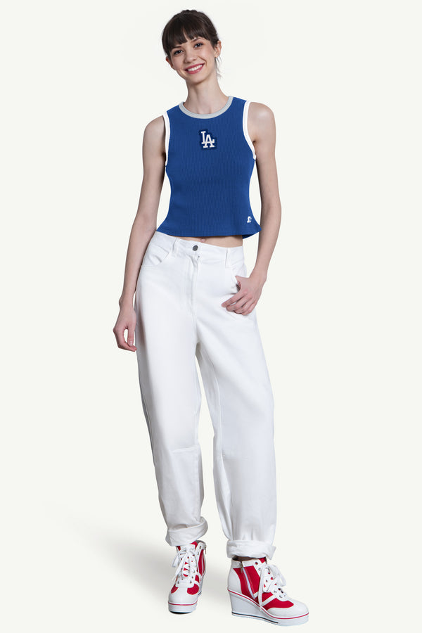 Starter WOMENS LOS ANGELES DODGERS PLAY THE BALL CROP TANK