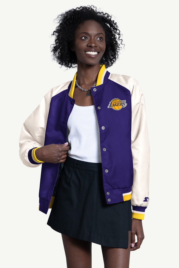 starter WOMENS LOS ANGELES LAKERS BLITZ VARSITY JACKET