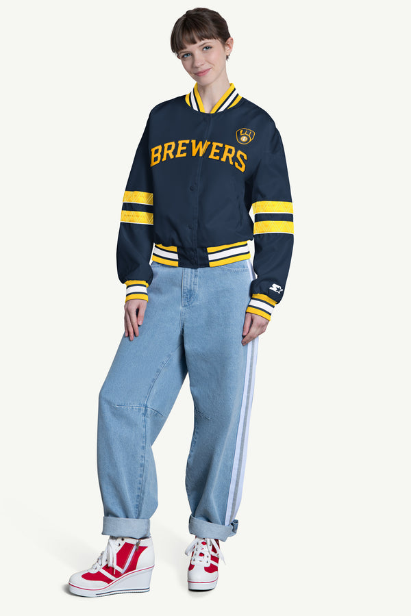 Starter WOMENS MILWAUKEE BREWERS INTERCEPTION VARSITY JACKET