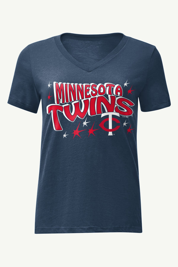 starter WOMENS MINNESOTA TWINS FIREWORKS V NECK T SHIRT