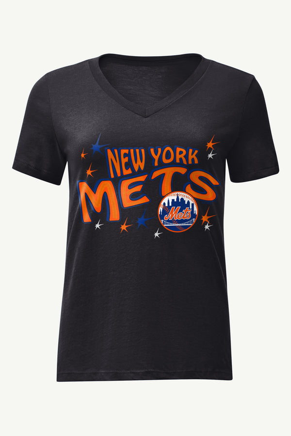 starter WOMENS NEW YORK METS FIREWORKS V NECK T SHIRT