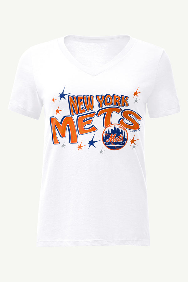starter WOMENS NEW YORK METS FIREWORKS V NECK T SHIRT