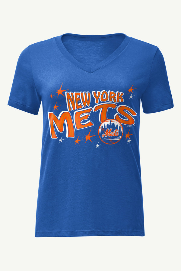 starter WOMENS NEW YORK METS FIREWORKS V NECK T SHIRT