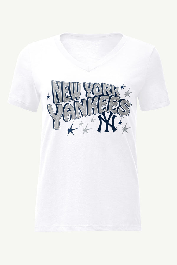 Starter WOMENS NEW YORK YANKEES FIREWORKS V NECK T SHIRT