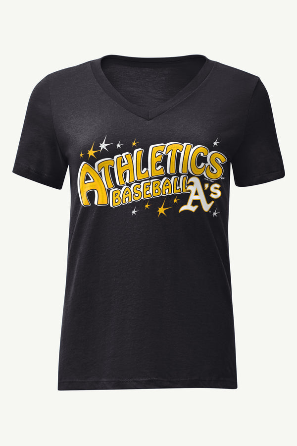 starter WOMENS OAKLAND ATHLETICS FIREWORKS V NECK T SHIRT