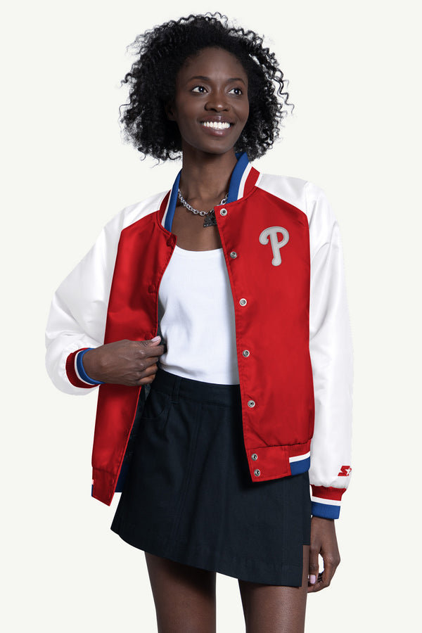 starter WOMENS PHILADELPHIA PHILLIES BLITZ VARSITY JACKET