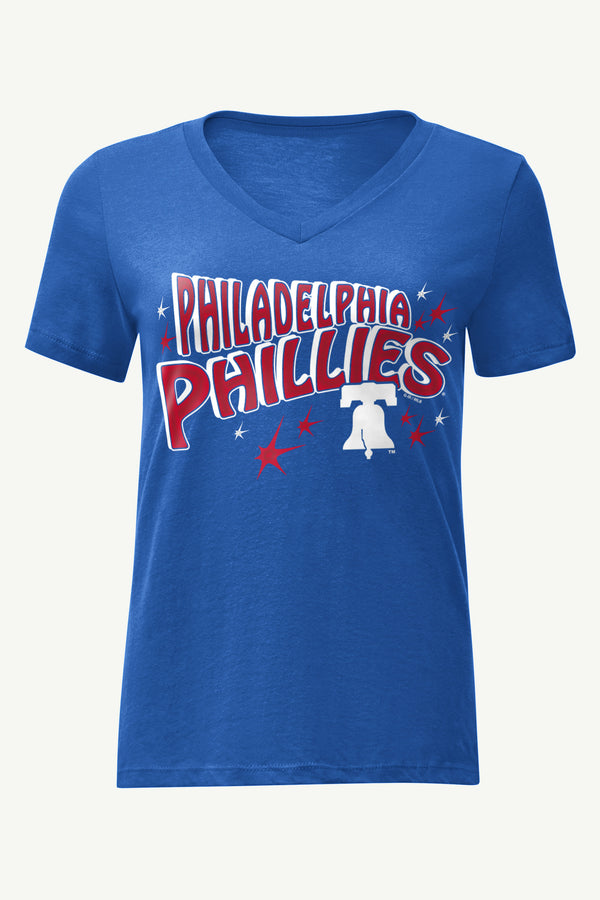 starter WOMENS PHILADELPHIA PHILLIES FIREWORKS V NECK T SHIRT