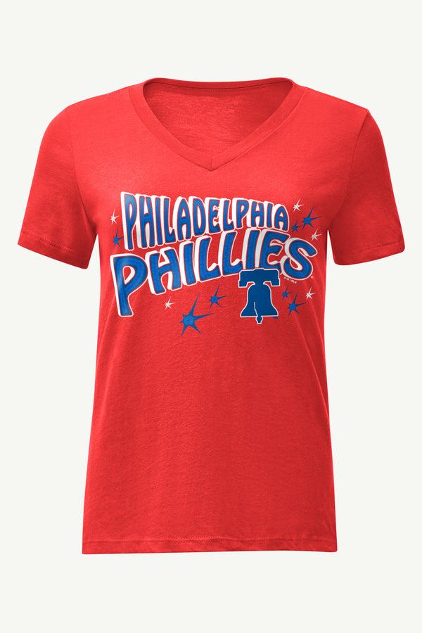 starter WOMENS PHILADELPHIA PHILLIES FIREWORKS V NECK T SHIRT