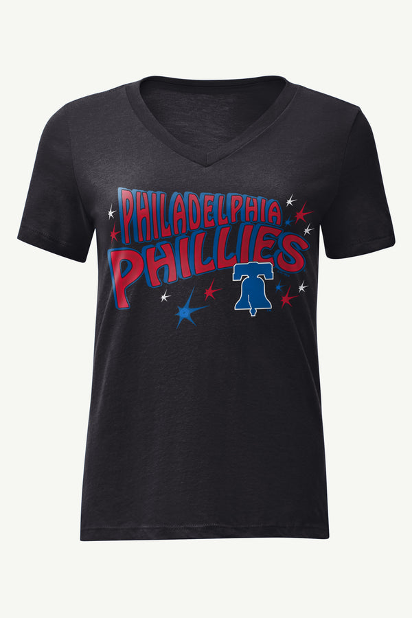 starter WOMENS PHILADELPHIA PHILLIES FIREWORKS V NECK T SHIRT
