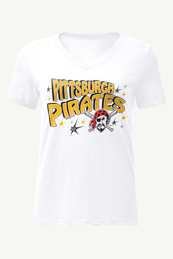Starter WOMENS PITTSBURGH PIRATES FIREWORKS V NECK T SHIRT