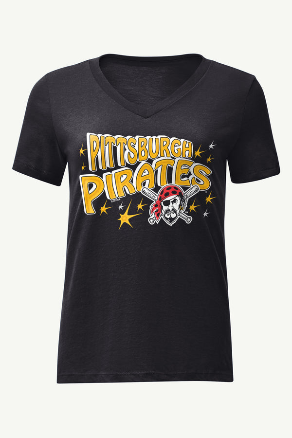 starter WOMENS PITTSBURGH PIRATES FIREWORKS V NECK T SHIRT