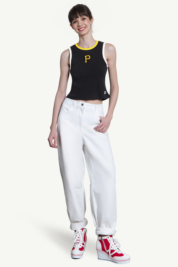 Starter WOMENS PITTSBURGH PIRATES PLAY THE BALL CROP TANK