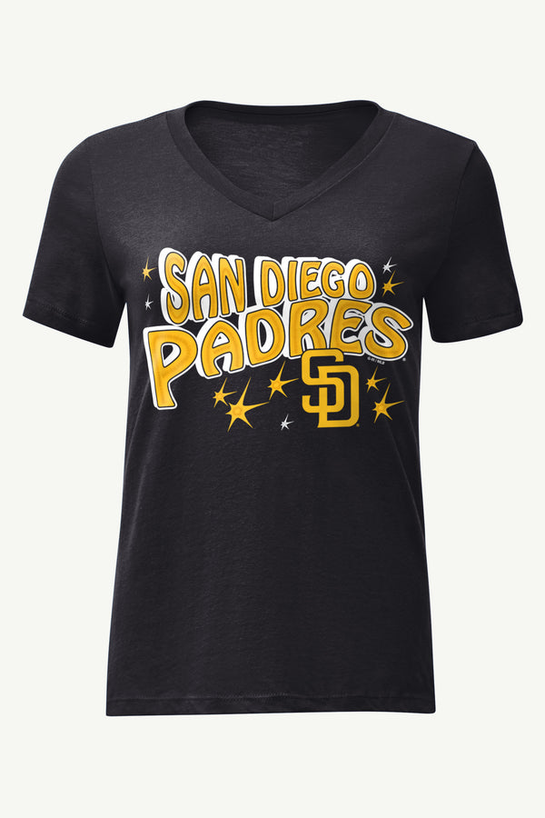 starter WOMENS SAN DIEGO PADRES FIREWORKS V NECK T SHIRT