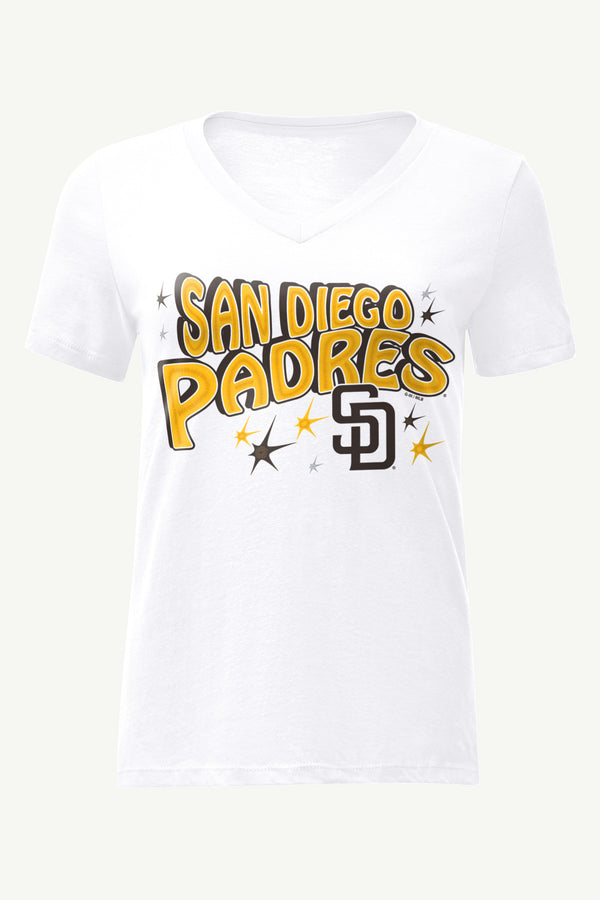 starter WOMENS SAN DIEGO PADRES FIREWORKS V NECK T SHIRT