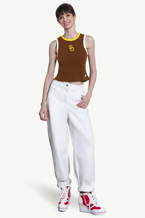 Starter WOMENS SAN DIEGO PADRES PLAY THE BALL CROP TANK