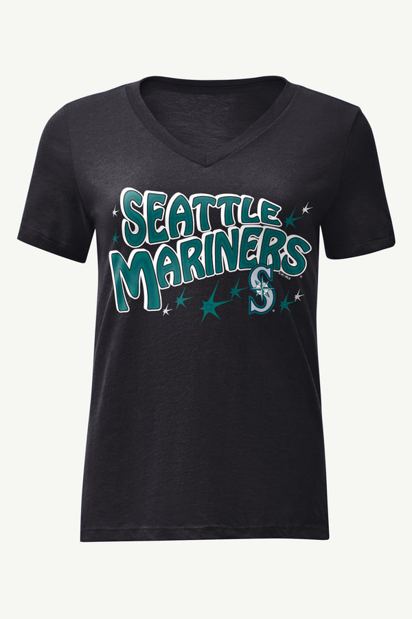 starter WOMENS SEATTLE MARINERS FIREWORKS V NECK T SHIRT