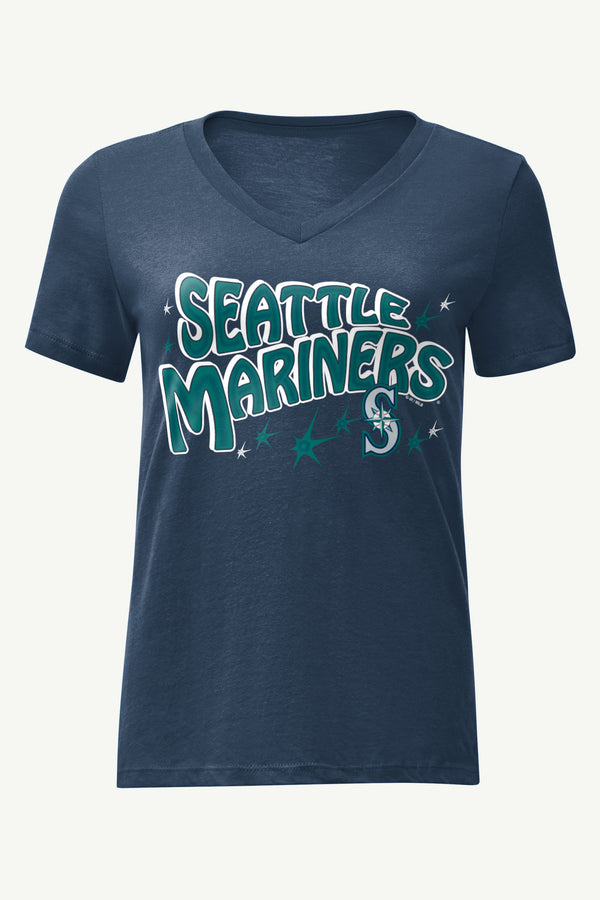 starter WOMENS SEATTLE MARINERS FIREWORKS V NECK T SHIRT