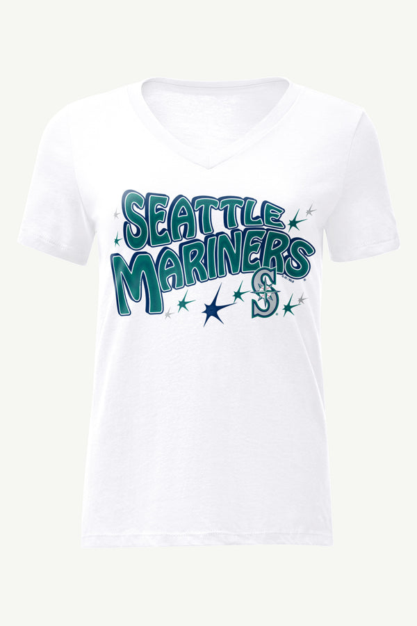 starter WOMENS SEATTLE MARINERS FIREWORKS V NECK T SHIRT