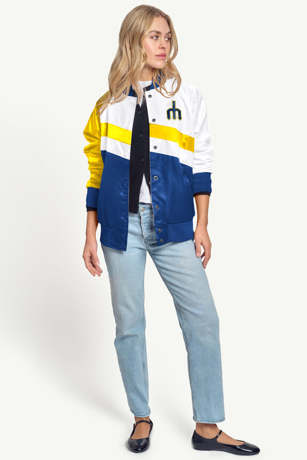 Starter WOMENS SEATTLE MARINERS SATIN VARSITY JACKET