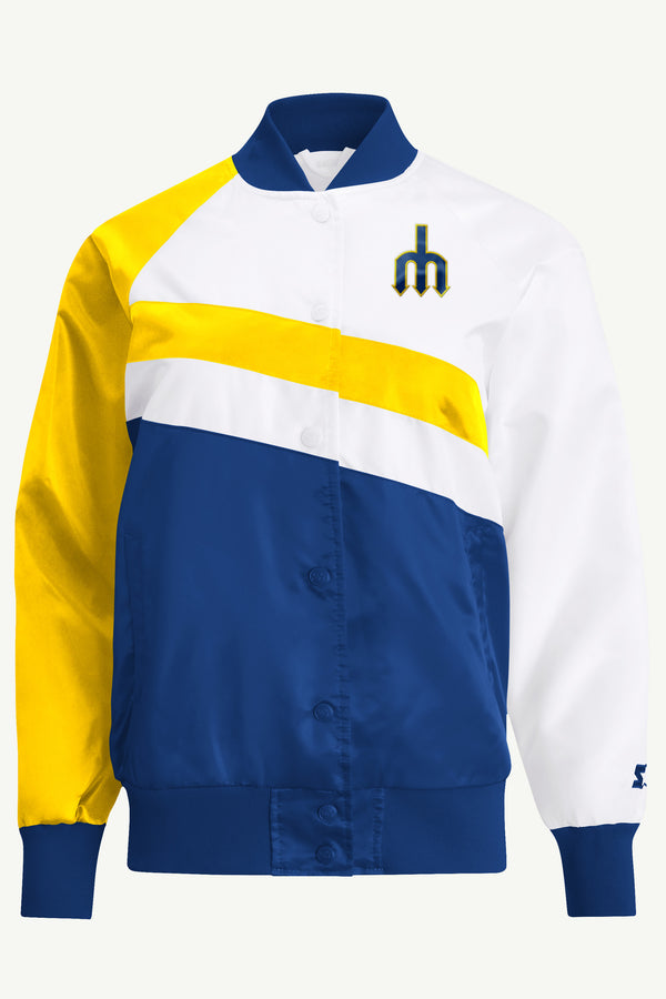 starter WOMENS SEATTLE MARINERS SATIN VARSITY JACKET