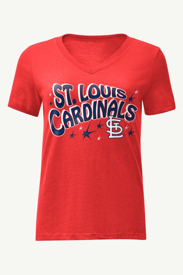 starter WOMENS ST LOUIS CARDINALS FIREWORKS V NECK T SHIRT