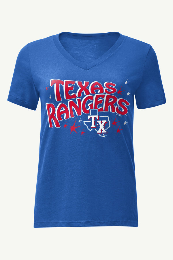starter WOMENS TEXAS RANGERS FIREWORKS V NECK T SHIRT