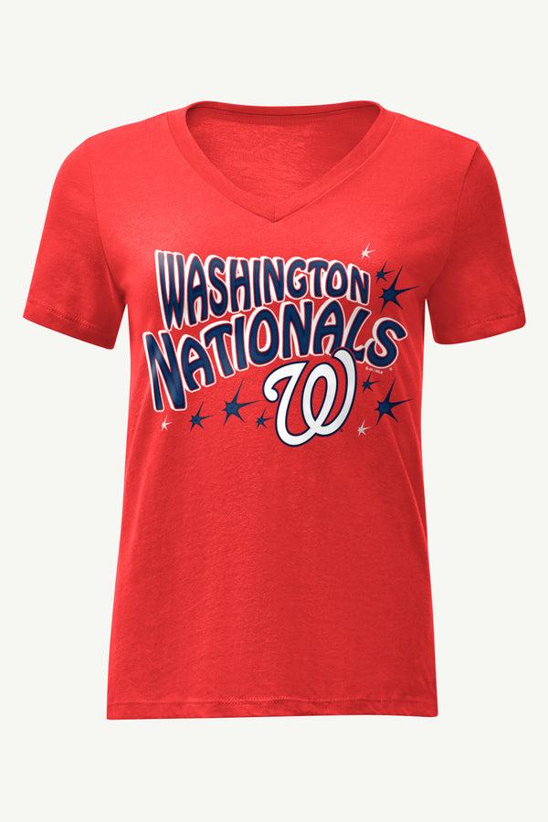 starter WOMENS WASHINGTON NATIONALS FIREWORKS V NECK T SHIRT
