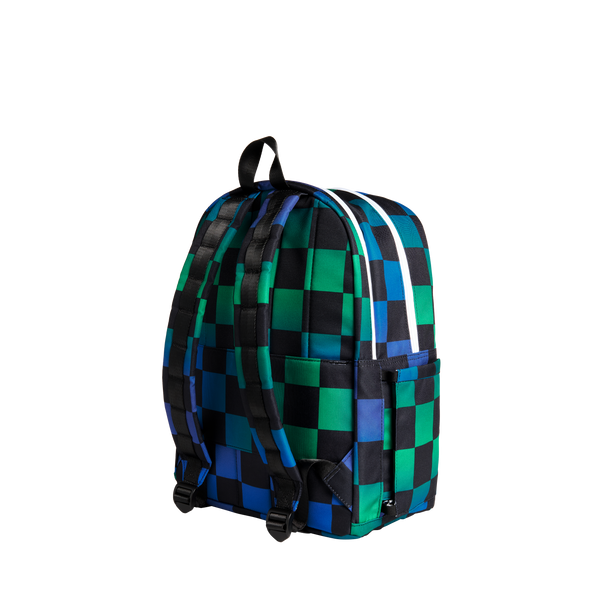 State Bags Kane Double Pocket Backpack Blue Checkerboard