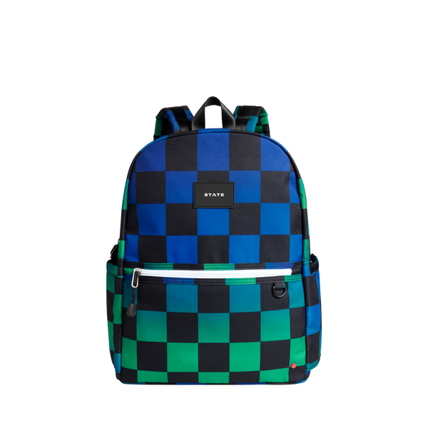 state bags Kane Double Pocket Backpack Blue Checkerboard
