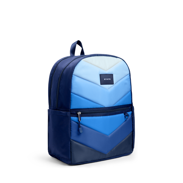 State Bags Kane Double Pocket Backpack Blue Chevron