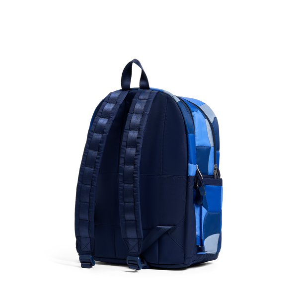 State Bags Kane Double Pocket Backpack Blue Puffer Check