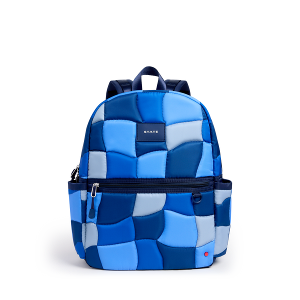 state bags Kane Double Pocket Backpack Blue Puffer Check