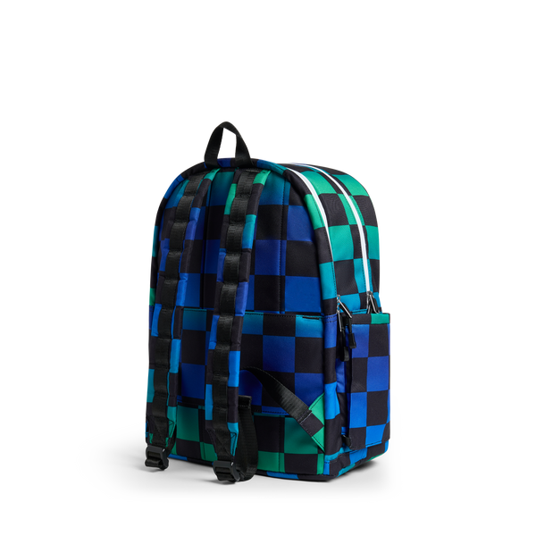 State Bags Kane Double Pocket Large Backpack Blue Checkerboard