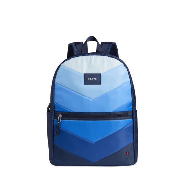 state bags Kane Double Pocket Large Backpack Blue Chevron