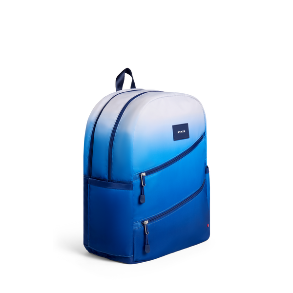 State Bags Kane Double Pocket Large Backpack Blue Gradient Diagonal Zipper