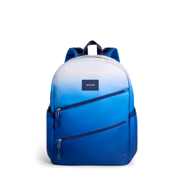 state bags Kane Double Pocket Large Backpack Blue Gradient Diagonal Zipper