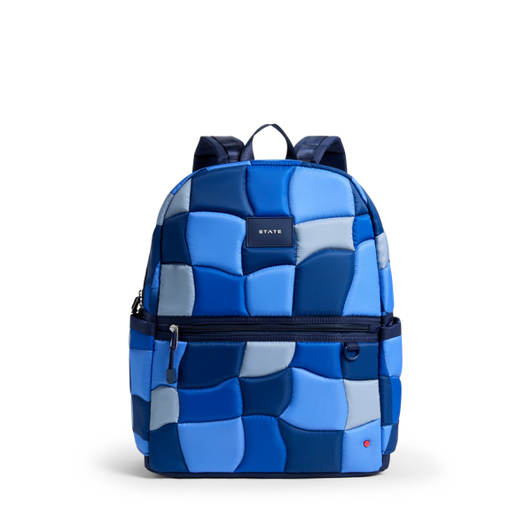 state bags Kane Double Pocket Large Backpack Blue Puffer Check
