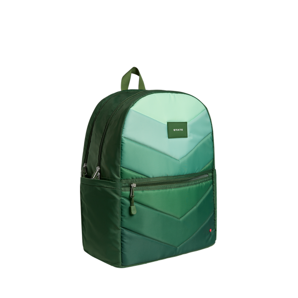 State Bags Kane Double Pocket Large Backpack Olive Chevron