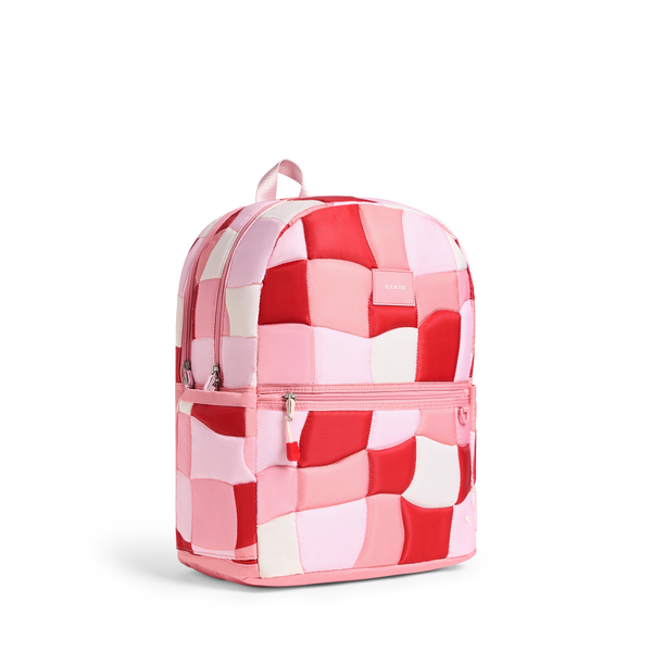 State Bags Kane Double Pocket Large Backpack Pink Puffer Check