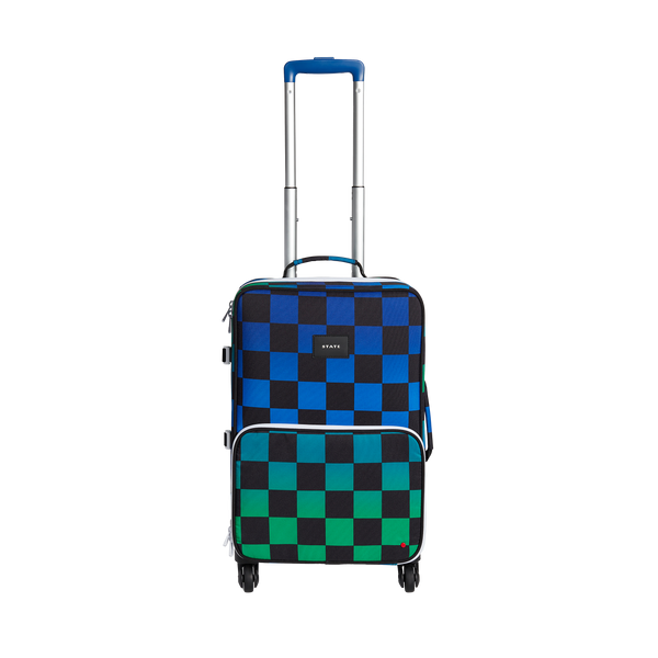 state bags Logan Carry-On Suitcase Blue Checkerboard