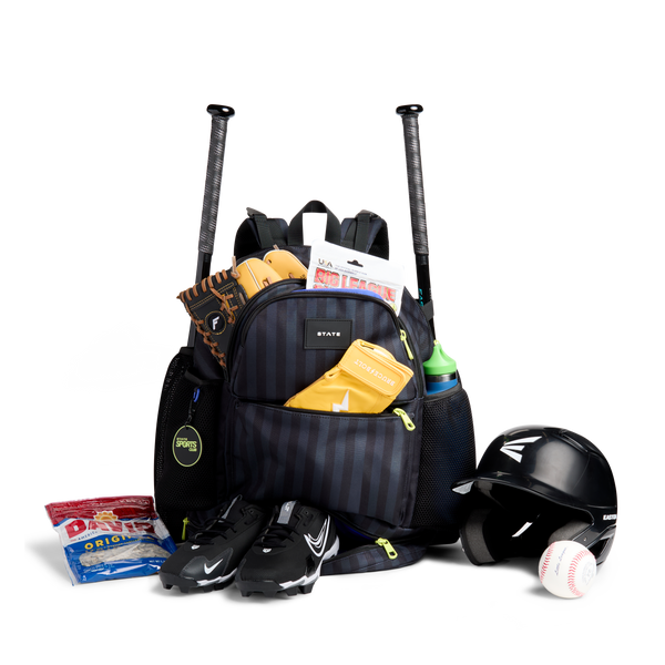 State Bags Shea Baseball Backpack Black Grey Striped