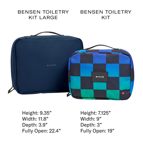 State Bags Bensen Toiletry Kit Blue Checkerboard