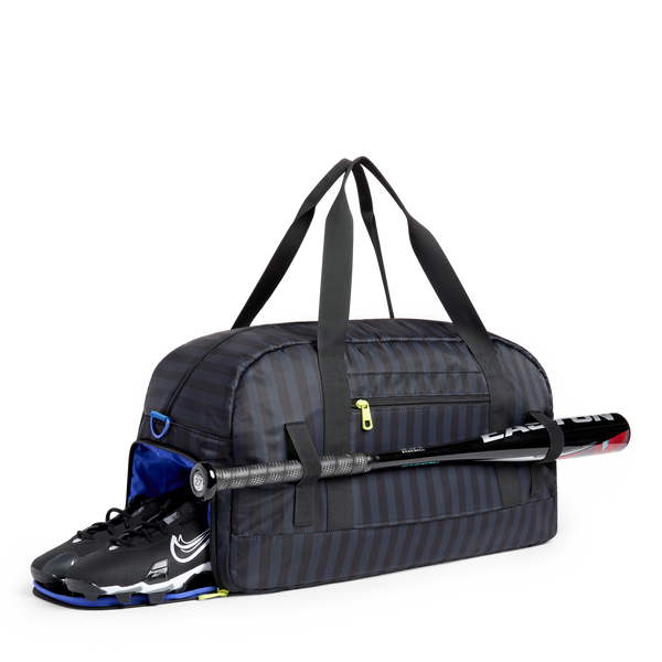 State Bags Fenway Sports Duffle Black Grey Striped