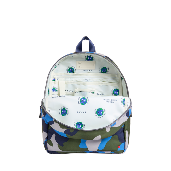 State Bags Kane Backpack Blue Puffer Check
