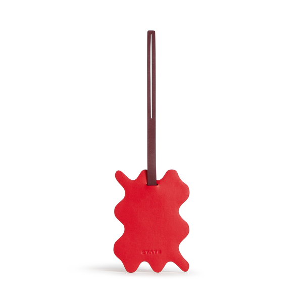 State Bags Luggage Tag Burgundy Squiggly