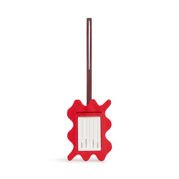 state bags Luggage Tag Burgundy Squiggly