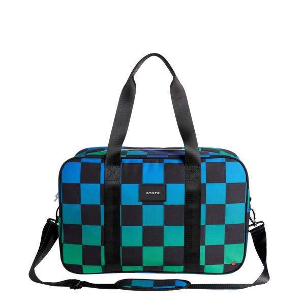 state bags Rockaway Duffle Blue Checkerboard