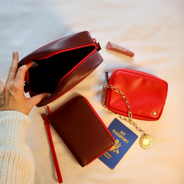 State Bags Travel Pouch Set Of Two Burgundy